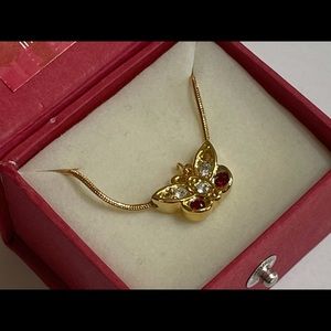 July Ruby Crystal Birthstone Butterfly New in Box